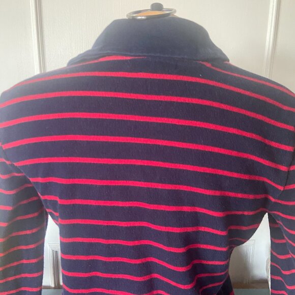 Ralph Lauren LRL Pullover Sweater Red Blue Stripe Shawl Collar - Medium - Picture 4 of 12